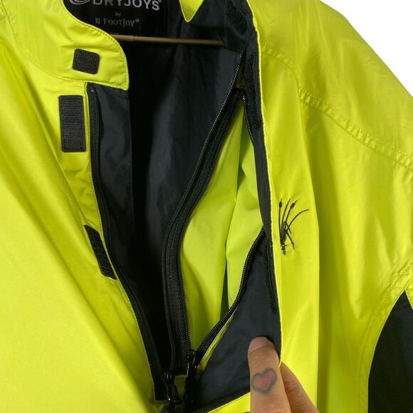 DryJoys FootJoy Golf Rain Shirt Jacket Mens M Yellow Short Sleeve 629 - Picture 4 of 9